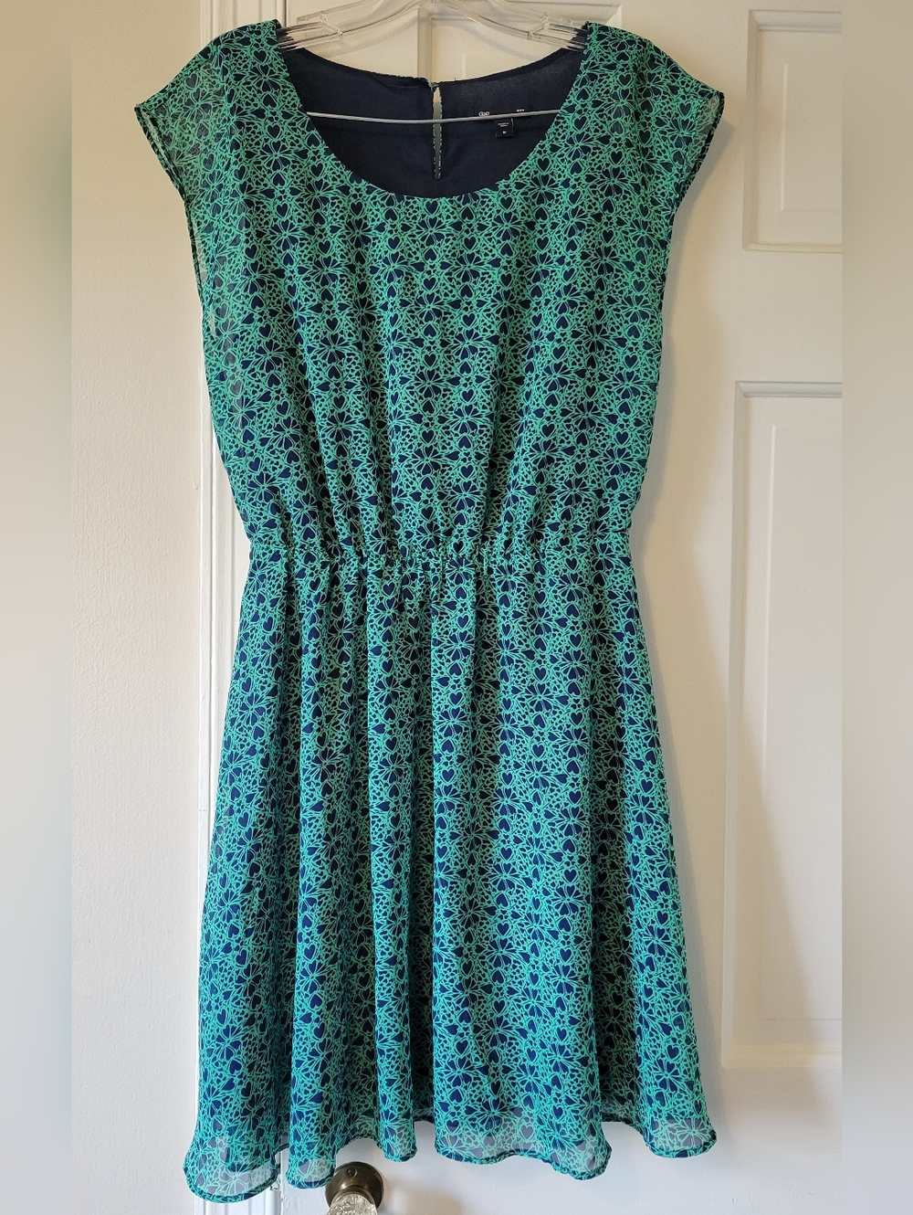 GAP Navy and Teal Floral Scoop-Neck Dress
